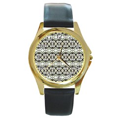 Abstract Camouflage Round Gold Metal Watch by dflcprints