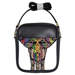 Prismatic Floral Pattern Elephant Girls Sling Bags by Nexatart