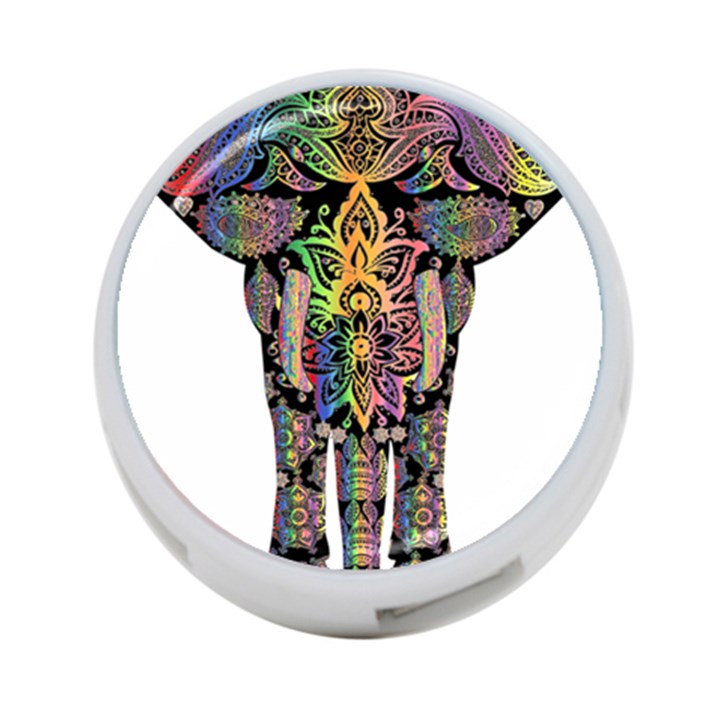 Prismatic Floral Pattern Elephant 4-Port USB Hub (One Side)