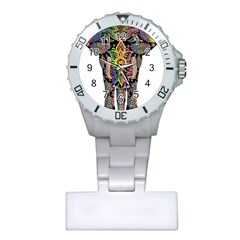 Prismatic Floral Pattern Elephant Plastic Nurses Watch by Nexatart