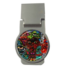 Abstract Psychedelic Face Nightmare Eyes Font Horror Fantasy Artwork Money Clips (round)  by Nexatart