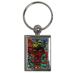 Abstract Psychedelic Face Nightmare Eyes Font Horror Fantasy Artwork Key Chains (rectangle)  by Nexatart