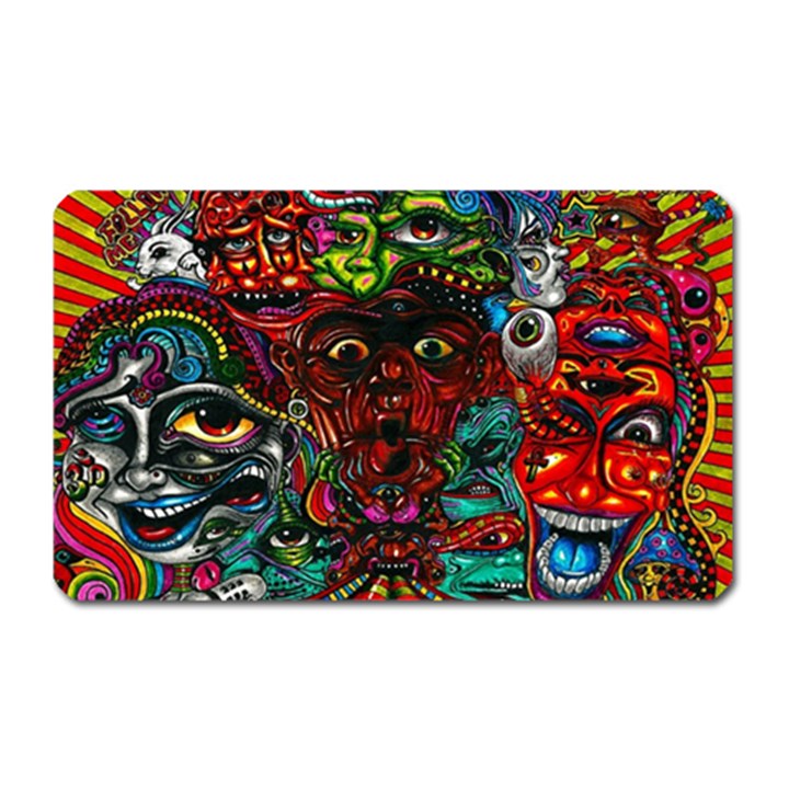 Abstract Psychedelic Face Nightmare Eyes Font Horror Fantasy Artwork Magnet (Rectangular)