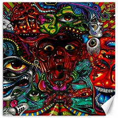 Abstract Psychedelic Face Nightmare Eyes Font Horror Fantasy Artwork Canvas 20  X 20   by Nexatart