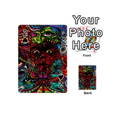 Abstract Psychedelic Face Nightmare Eyes Font Horror Fantasy Artwork Playing Cards 54 (mini)  by Nexatart