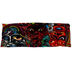 Abstract Psychedelic Face Nightmare Eyes Font Horror Fantasy Artwork Body Pillow Case (dakimakura) by Nexatart