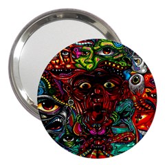 Abstract Psychedelic Face Nightmare Eyes Font Horror Fantasy Artwork 3  Handbag Mirrors