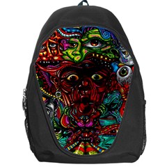 Abstract Psychedelic Face Nightmare Eyes Font Horror Fantasy Artwork Backpack Bag