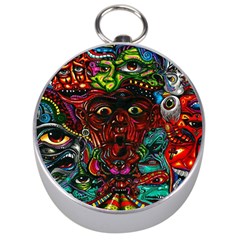 Abstract Psychedelic Face Nightmare Eyes Font Horror Fantasy Artwork Silver Compasses by Nexatart