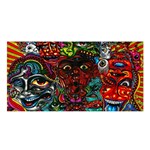 Abstract Psychedelic Face Nightmare Eyes Font Horror Fantasy Artwork Satin Shawl Front