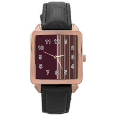 Lines Rose Gold Leather Watch  by ValentinaDesign