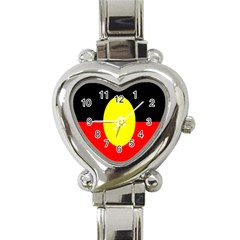 Flag Of Australian Aborigines Heart Italian Charm Watch by Nexatart