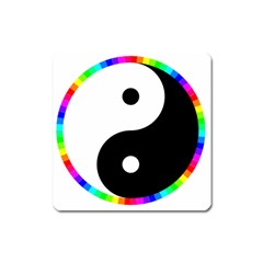 Rainbow Around Yinyang Square Magnet by Nexatart