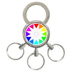 Rainbow Dodecagon And Black Dodecagram 3-ring Key Chains by Nexatart