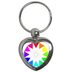 Rainbow Dodecagon And Black Dodecagram Key Chains (heart)  by Nexatart