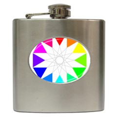 Rainbow Dodecagon And Black Dodecagram Hip Flask (6 Oz)