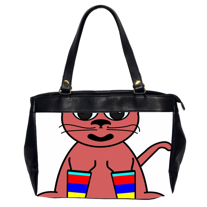 Cartoon Cat In Rainbow Socks Office Handbags (2 Sides) 