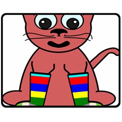 Cartoon Cat In Rainbow Socks Double Sided Fleece Blanket (medium) 