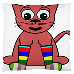 Cartoon Cat In Rainbow Socks Standard Flano Cushion Case (two Sides)