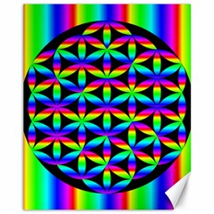 Rainbow Flower Of Life In Black Circle Canvas 11  X 14   by Nexatart