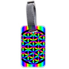 Rainbow Flower Of Life In Black Circle Luggage Tags (two Sides)
