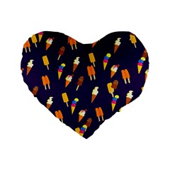 Seamless Ice Cream Pattern Standard 16  Premium Flano Heart Shape Cushions by Nexatart