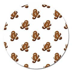 Gingerbread Seamless Pattern Magnet 5  (round)