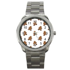 Gingerbread Seamless Pattern Sport Metal Watch by Nexatart