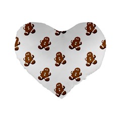 Gingerbread Seamless Pattern Standard 16  Premium Flano Heart Shape Cushions by Nexatart