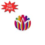 Rainbow Lotus Flower Silhouette 1  Mini Buttons (100 pack)  Front