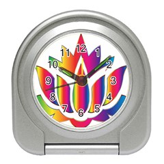 Rainbow Lotus Flower Silhouette Travel Alarm Clocks by Nexatart