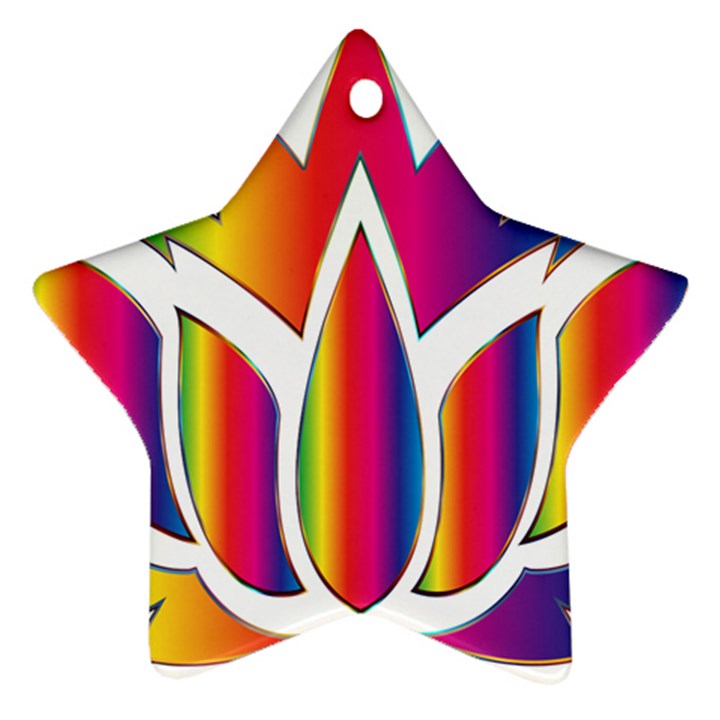 Rainbow Lotus Flower Silhouette Star Ornament (Two Sides)