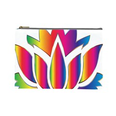 Rainbow Lotus Flower Silhouette Cosmetic Bag (large)  by Nexatart