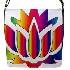 Rainbow Lotus Flower Silhouette Flap Messenger Bag (s) by Nexatart