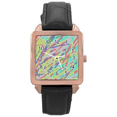 Crayon Texture Rose Gold Leather Watch 