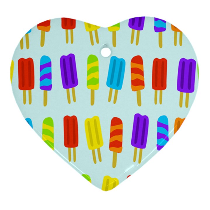 Popsicle Pattern Heart Ornament (Two Sides)