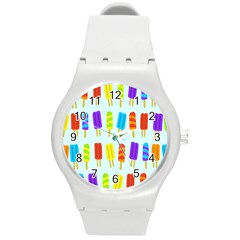 Popsicle Pattern Round Plastic Sport Watch (m) by Nexatart