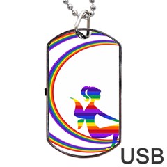 Rainbow Fairy Relaxing On The Rainbow Crescent Moon Dog Tag Usb Flash (two Sides) by Nexatart
