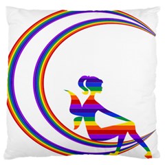 Rainbow Fairy Relaxing On The Rainbow Crescent Moon Standard Flano Cushion Case (one Side)