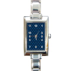 Blue Dark Navy Cobalt Royal Tardis Honeycomb Hexagon Rectangle Italian Charm Watch by Mariart