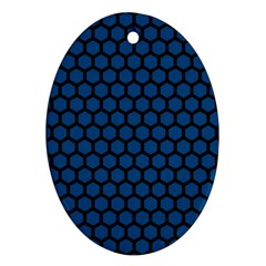 Blue Dark Navy Cobalt Royal Tardis Honeycomb Hexagon Ornament (oval)