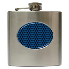 Blue Dark Navy Cobalt Royal Tardis Honeycomb Hexagon Hip Flask (6 Oz)