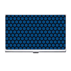 Blue Dark Navy Cobalt Royal Tardis Honeycomb Hexagon Business Card Holders by Mariart