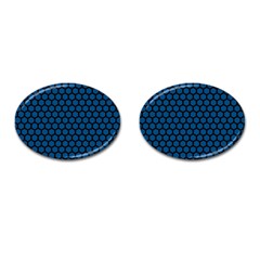 Blue Dark Navy Cobalt Royal Tardis Honeycomb Hexagon Cufflinks (oval)
