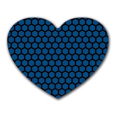 Blue Dark Navy Cobalt Royal Tardis Honeycomb Hexagon Heart Mousepads by Mariart