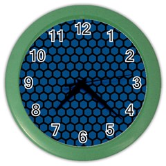 Blue Dark Navy Cobalt Royal Tardis Honeycomb Hexagon Color Wall Clocks by Mariart