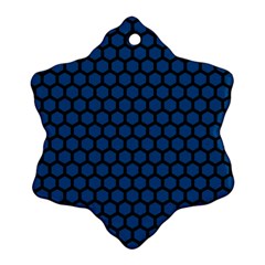 Blue Dark Navy Cobalt Royal Tardis Honeycomb Hexagon Snowflake Ornament (two Sides) by Mariart
