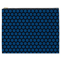 Blue Dark Navy Cobalt Royal Tardis Honeycomb Hexagon Cosmetic Bag (xxxl) 