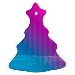 With Wireframe Terrain Modeling Fabric Wave Chevron Waves Pink Blue Christmas Tree Ornament (two Sides)