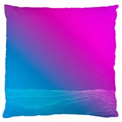 With Wireframe Terrain Modeling Fabric Wave Chevron Waves Pink Blue Large Cushion Case (one Side) by Mariart